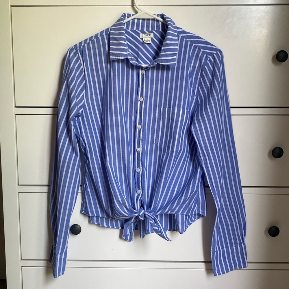 J. CREW button up tie front shirt